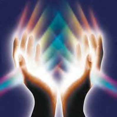 Healing Hands Creating Rainbow Light